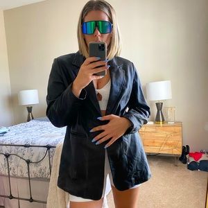 Vintage black leather blazer - early 90s